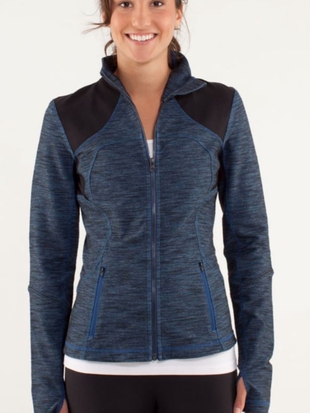 Lululemon Forme Jacket Reversible Slub Denim Limitless Blue / Black Vintage 2012